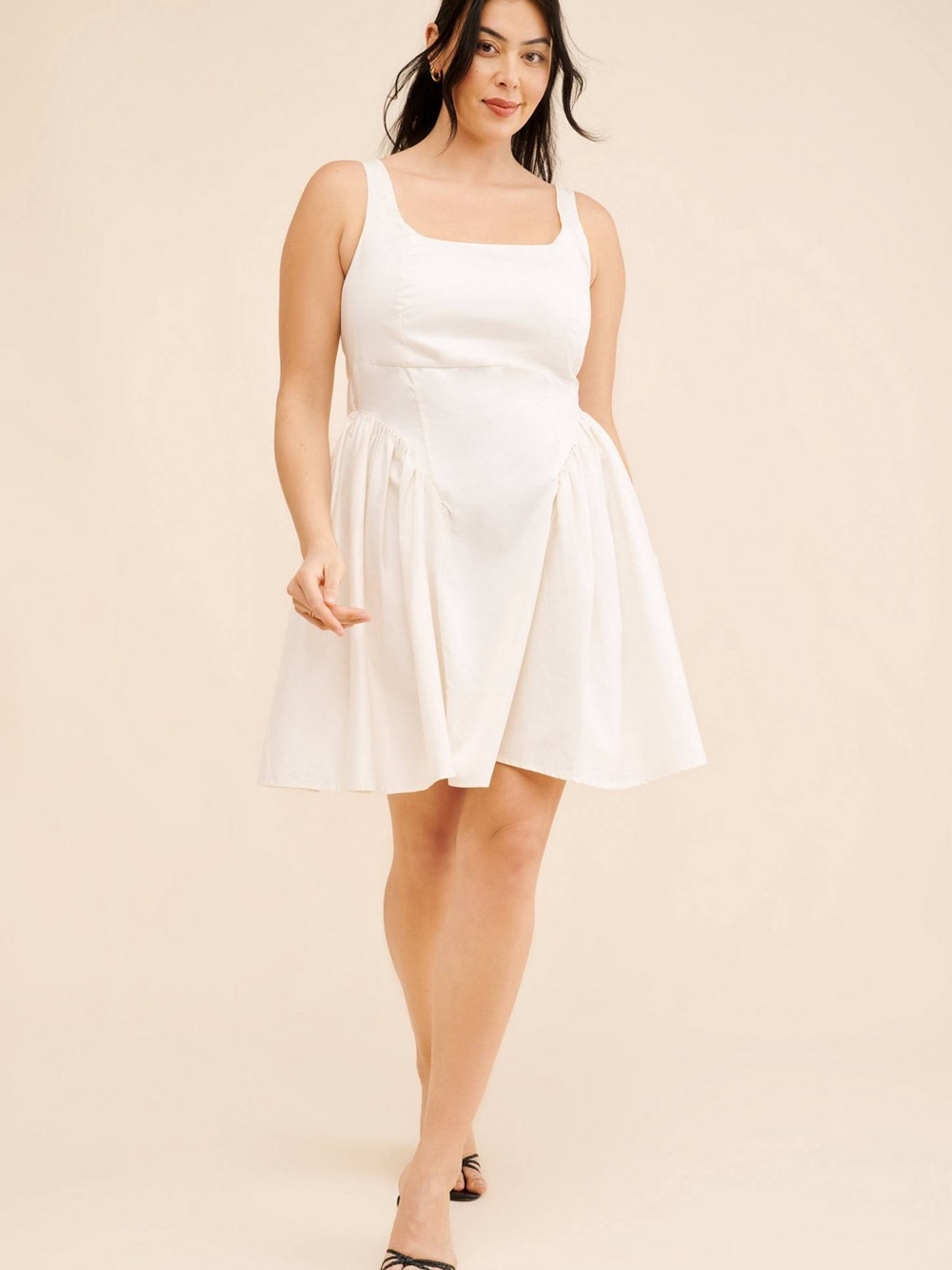 White Square-Neck Sundress - Eloquii Women's Dress
